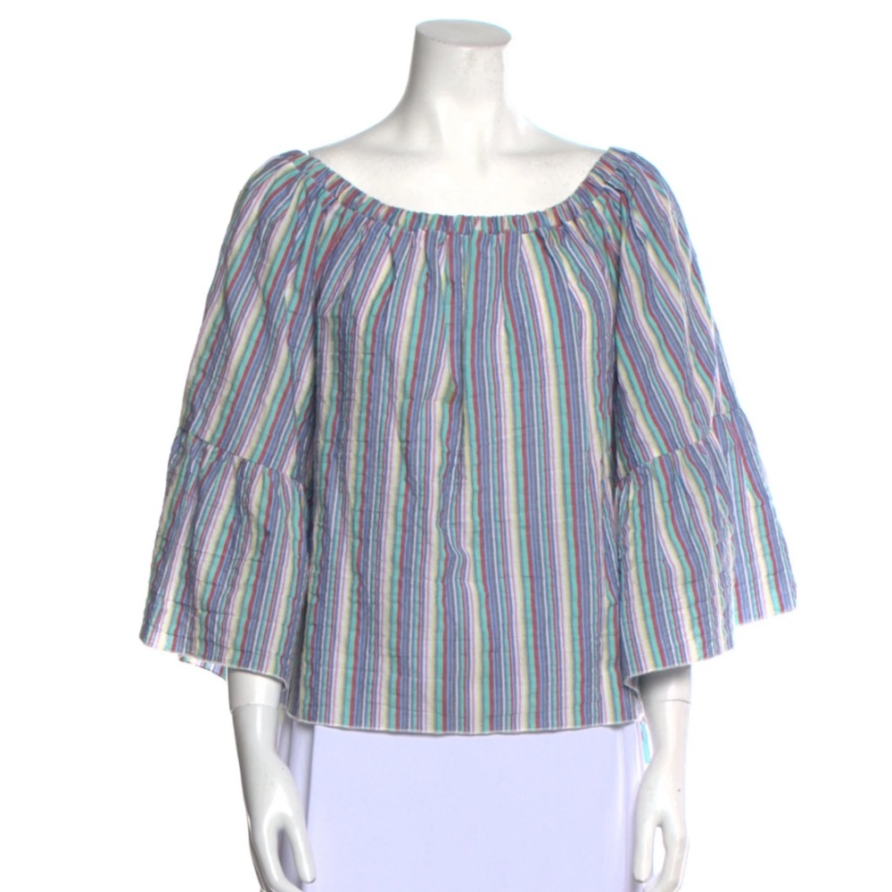 See By Chloe Striped Scoop Neck Blouse Sz M